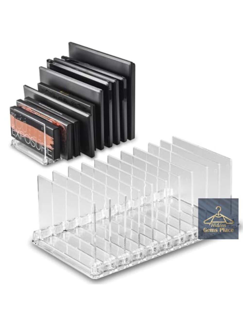 Acrylic Makeup Palette Organizer with Removable Dividers, 10 Slots Vanity